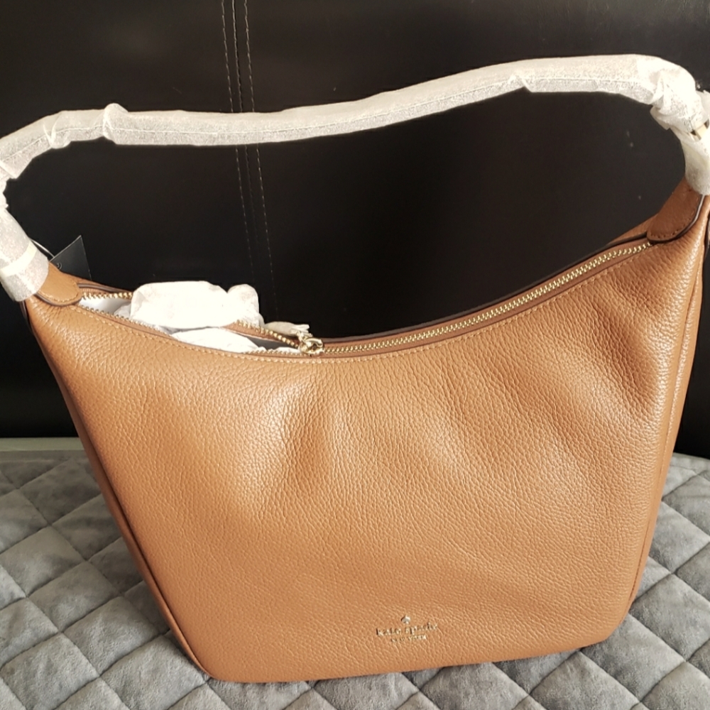 NWT Kate Spade Leila Leather Shoulder Bag in Warm Ginger with Gold hardware
